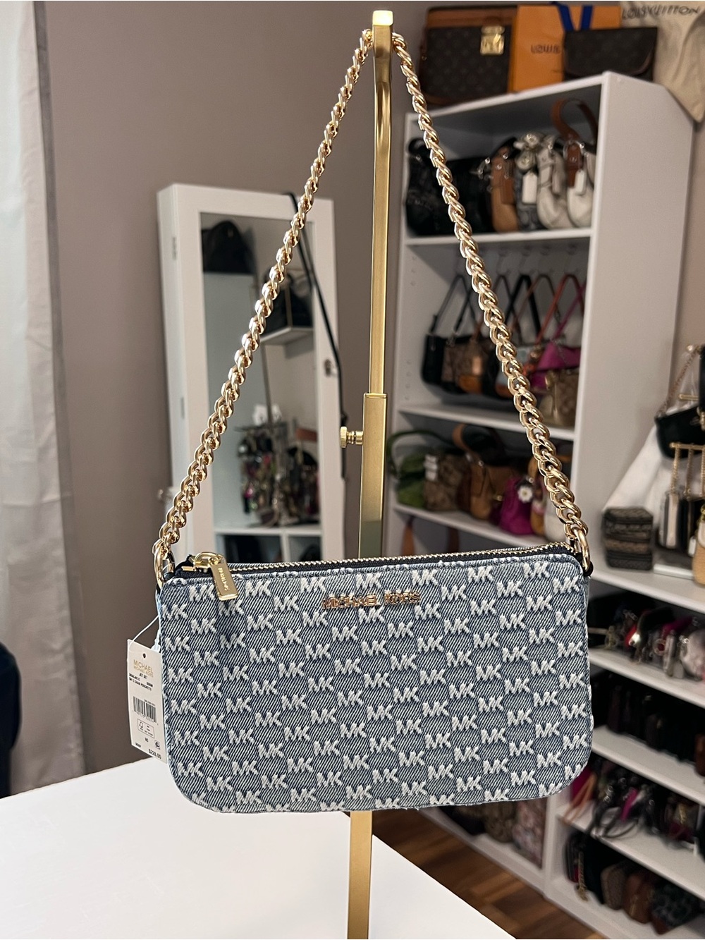 Michael Kors Denim JetSet Demi Pochette Shoulder/Handbag